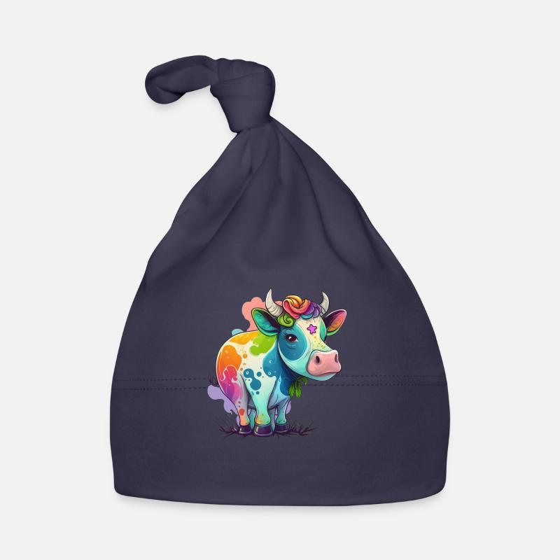 Dessin de vache arc-en-ciel Bonnet bio Bébé