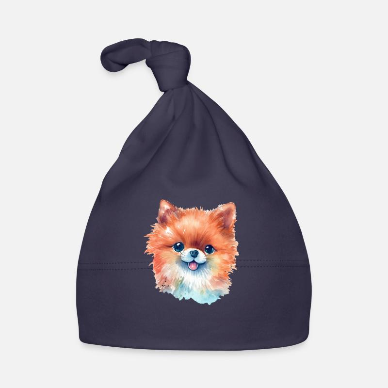 Dessin à l’aquarelle miniature de Spitz Bonnet bio Bébé