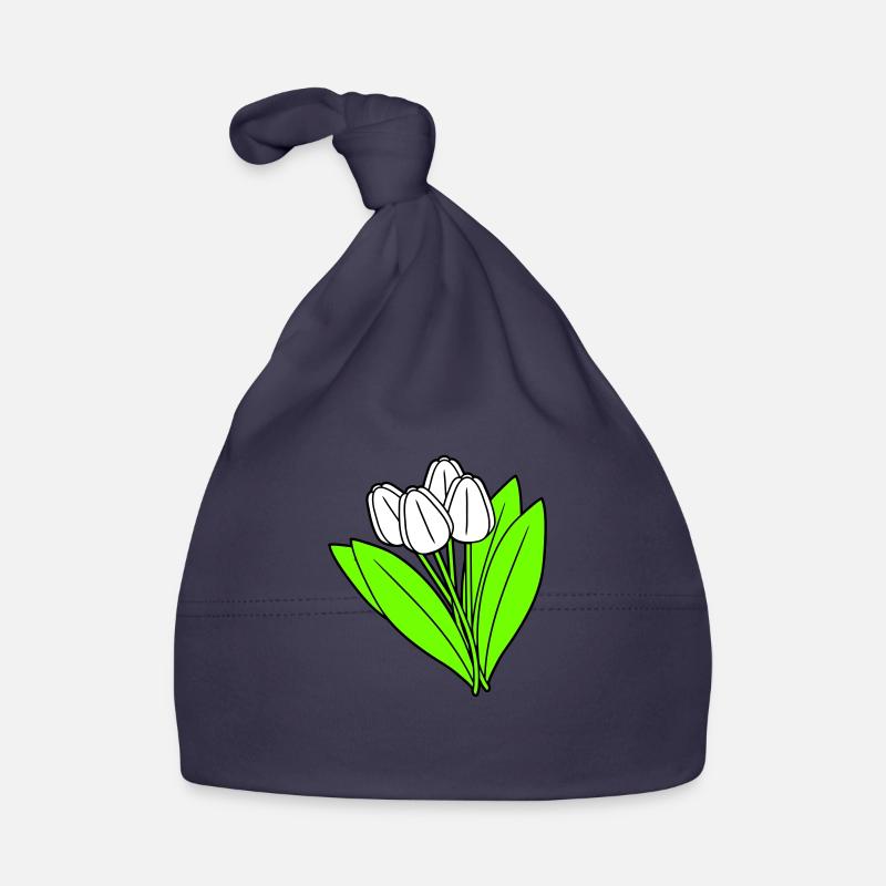 Bouquet de tulipes blanches Printemps Été Fleurs Bonnet bio Bébé