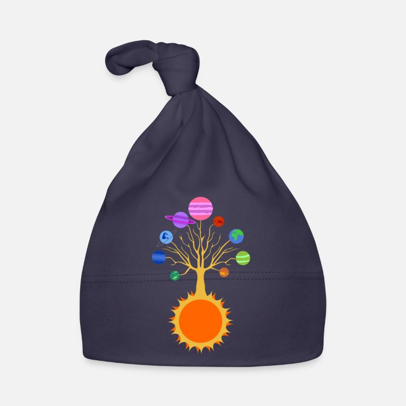 Solar System Tree - Organic Baby Cap - navy