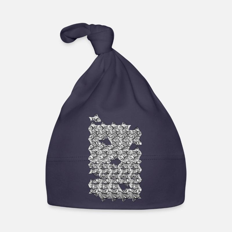 Repeated monochrome fish Organic Baby Cap