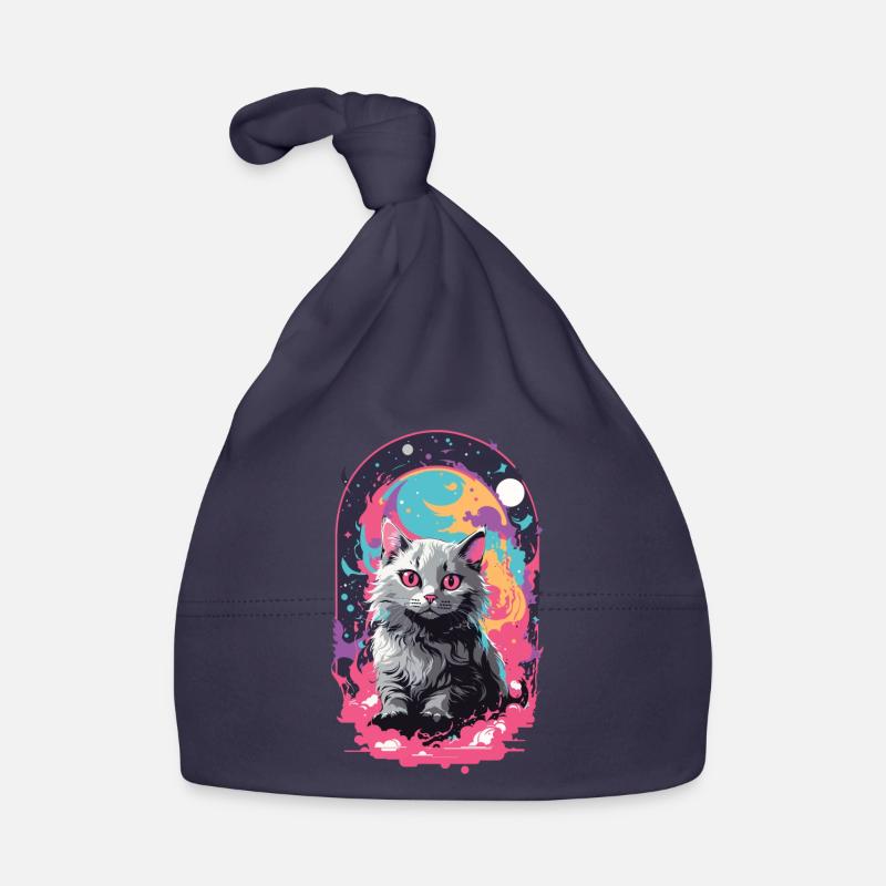 Chat Goth Pastel Psychédélique Weirdcore Design Bonnet bio Bébé