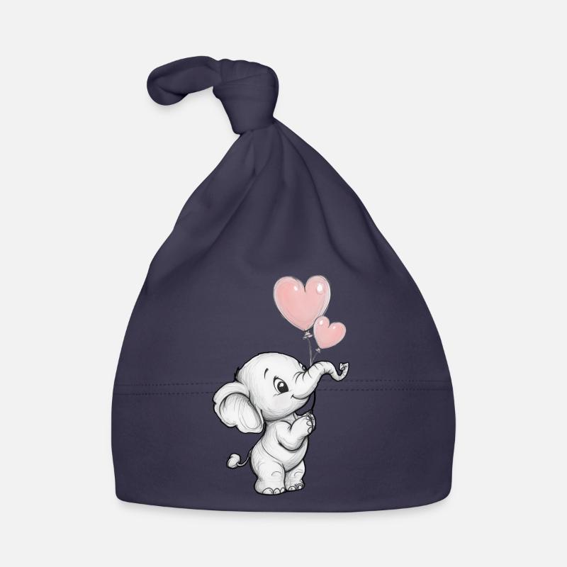 Elefant mit Herz-Luftballons Baby Bio-Mütze