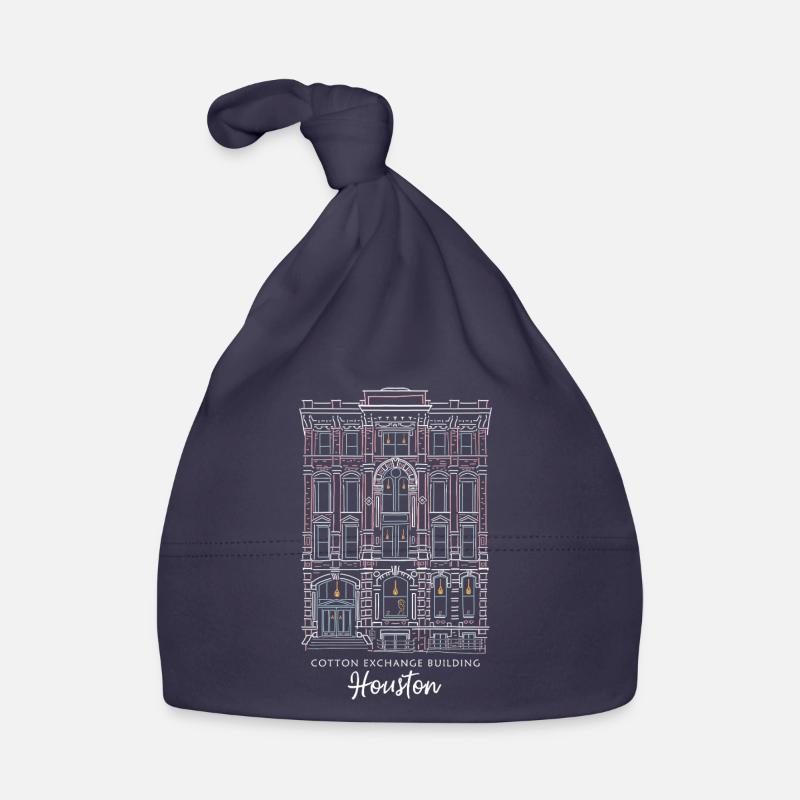 Houston, Old Cotton Exchange, dessin à la main, États-Unis - Bonnet bio Bébé - marine