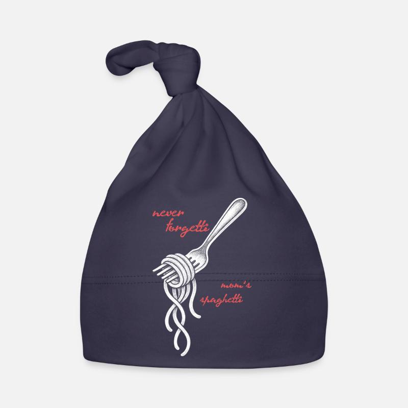 N’oubliez jamais le dessin d’une fourchette à spaghetti - Bonnet bio Bébé - marine
