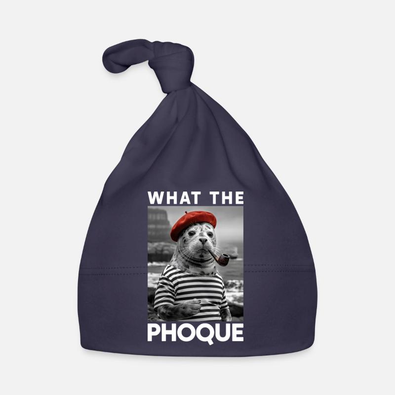 What the Phoque Pays Basque Humour Régional Basque - Bonnet bio Bébé - marine