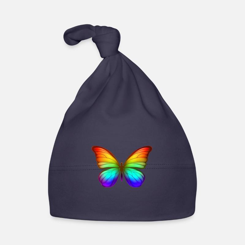 Rainbow Butterfly Colorful Nature Design - Bonnet bio Bébé - marine