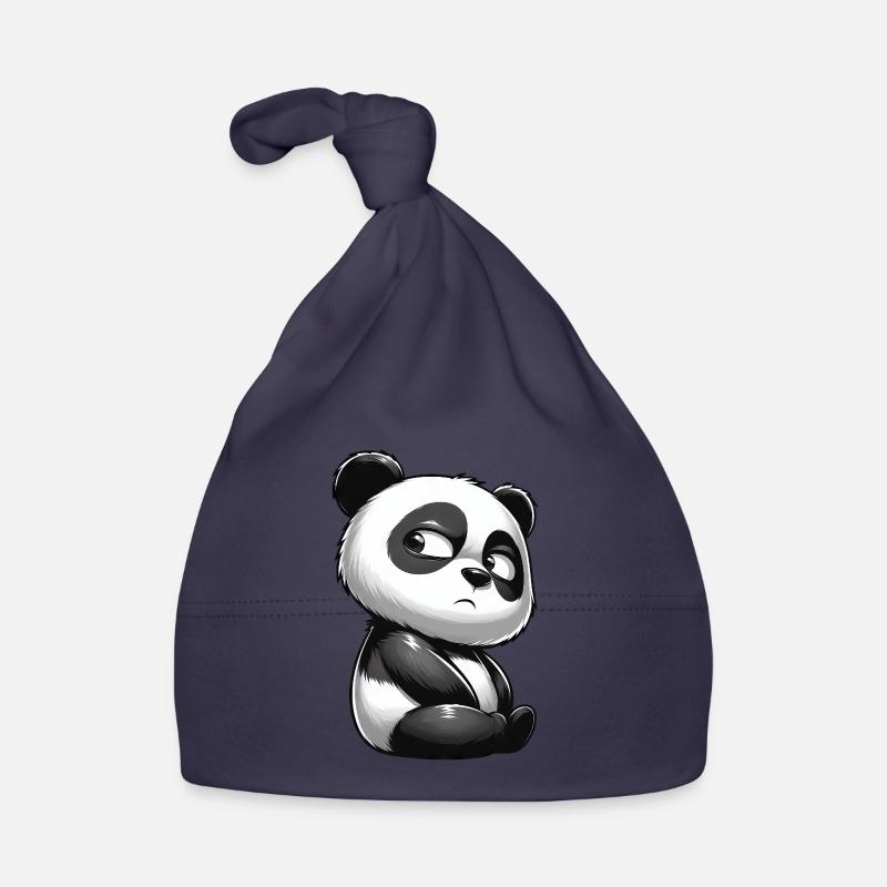 Skeptical Panda Cartoon Cute Doubt Organic Baby Cap