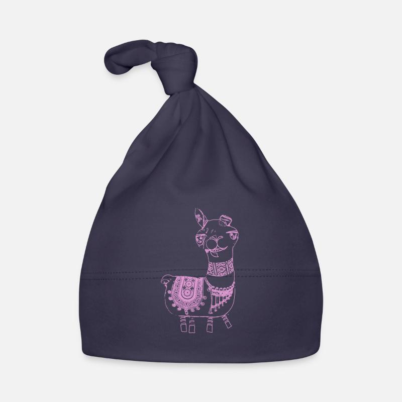 llama, alpaca, illustration, comic, pink Organic Baby Cap