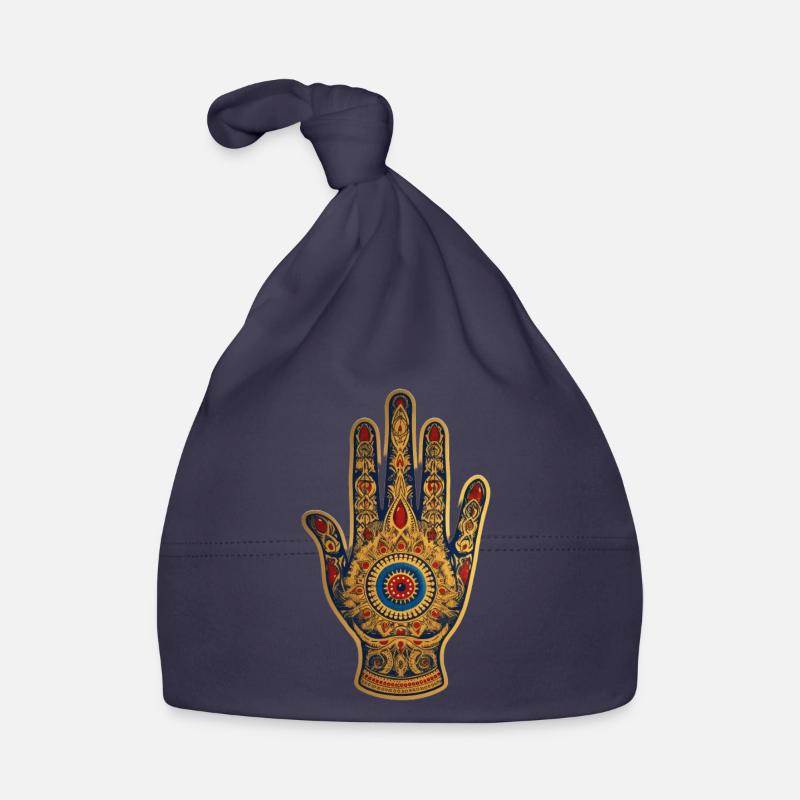 Main de Fatima 1 - Bonnet bio Bébé - marine
