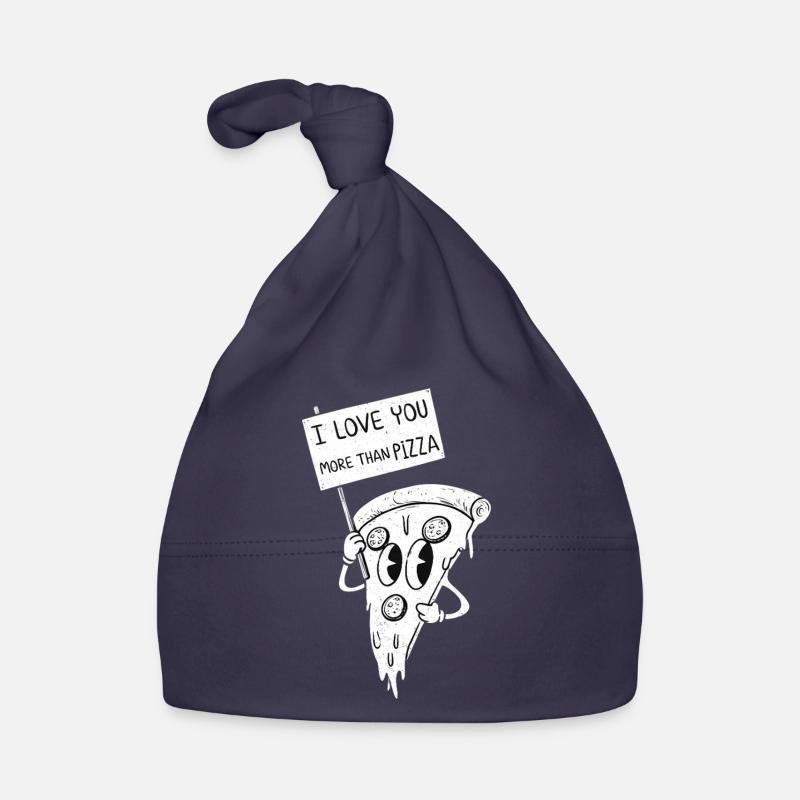 Je t’aime plus que la pizza - Bonnet bio Bébé - marine