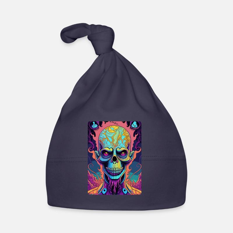Scary Colored Biker Skull Face Organic Baby Cap
