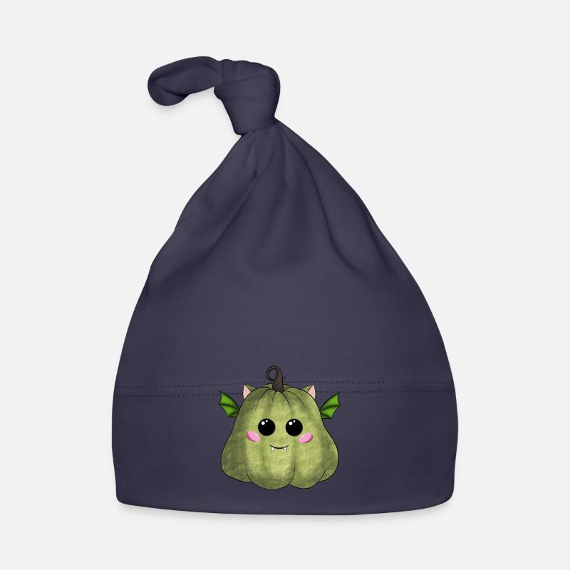 Vert citrouille d’Halloween - Bonnet bio Bébé - marine