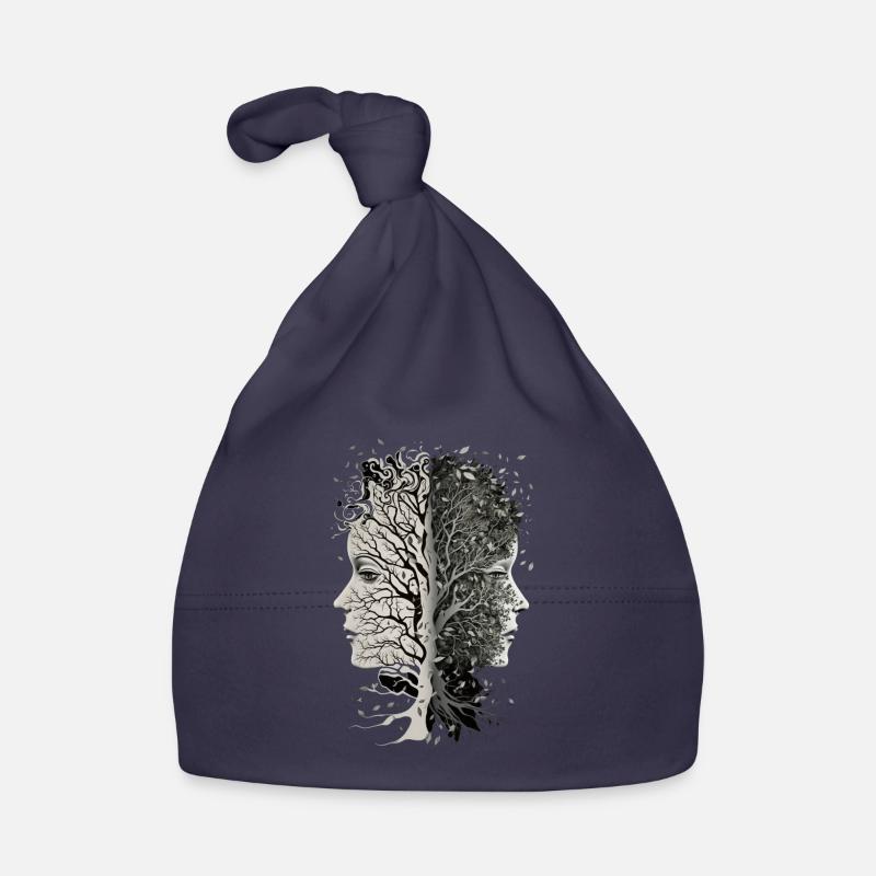 Tree Faces With Leaves Blowing Cool Female Faces Organic Baby Cap