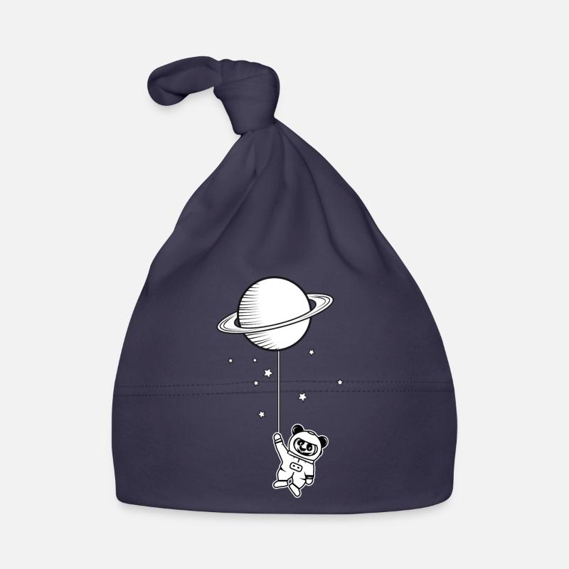 petit ours panda astronaute avec ballon Saturne Bonnet bio Bébé