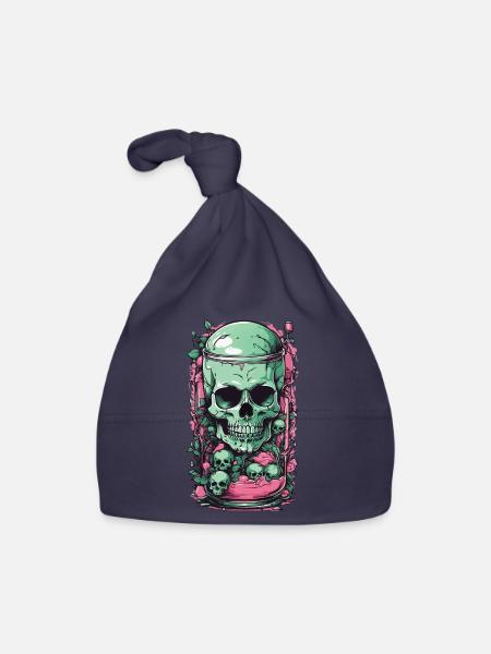 Goth Skull Candy Pastel Gothic Weirdcore Design - Baby Bio-Mütze - Navy - Vorne