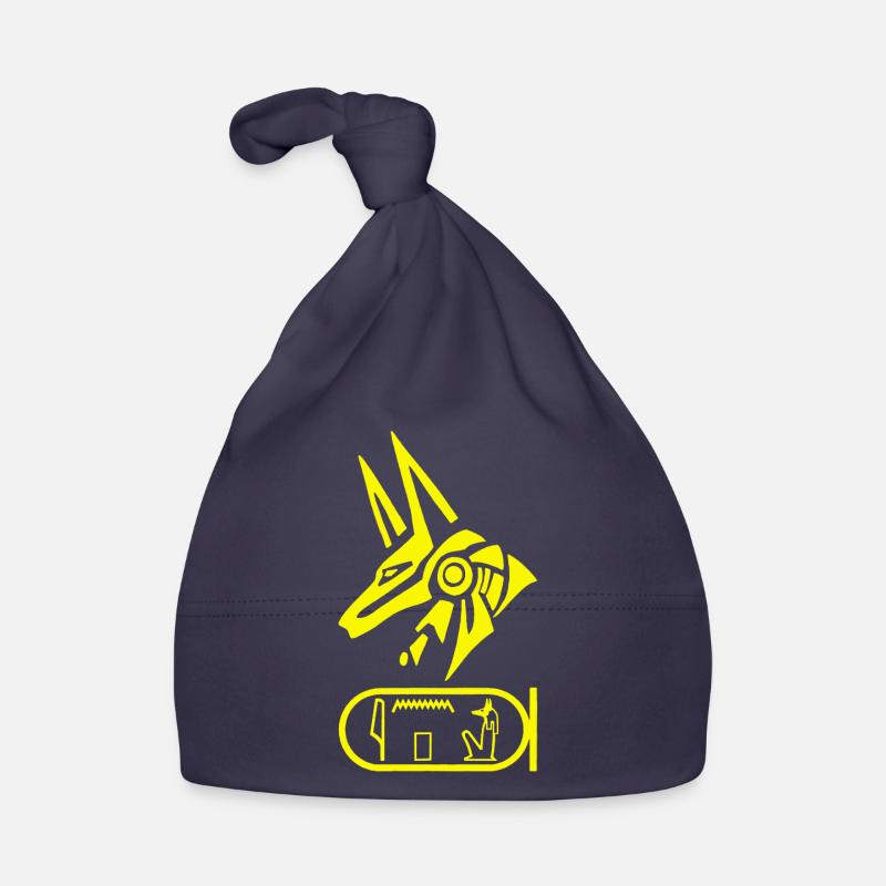 Dieu égyptien Anubis (jaune) - Bonnet bio Bébé - marine