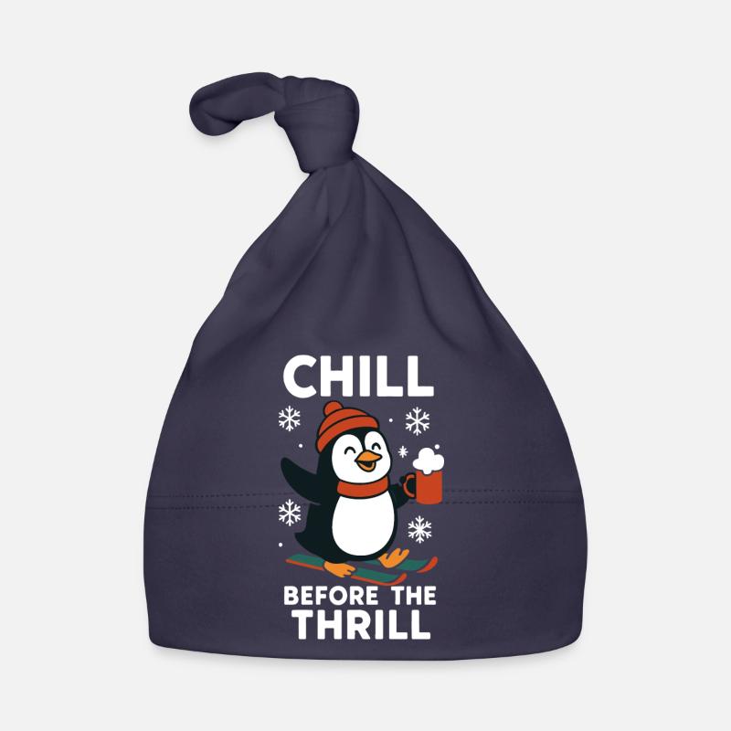 Chill Before The Thrill Penguin Snow christmas Fun Organic Baby Cap
