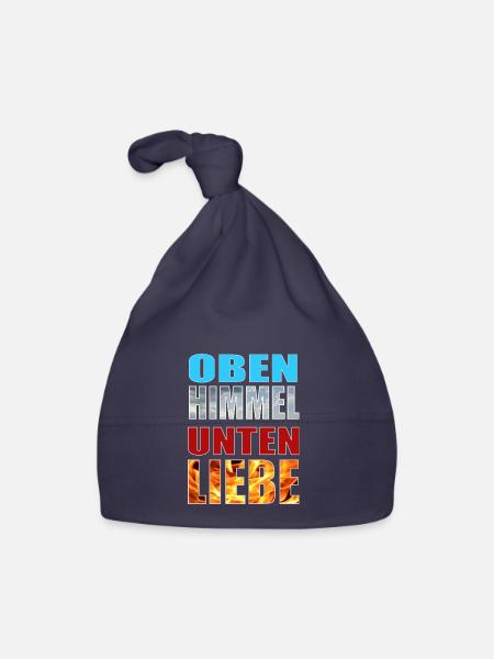 Oben Himmel unten Liebe - Baby Bio-Mütze - Navy - Vorne