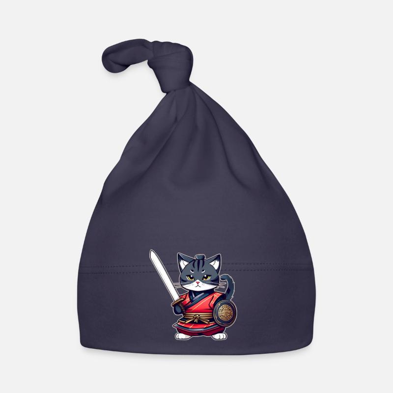 Cute samurai cat Organic Baby Cap