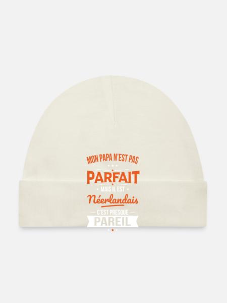 Mon papa n'est pas parfait - Néerlandais - Bonnet bio Bébé - marine - Devant