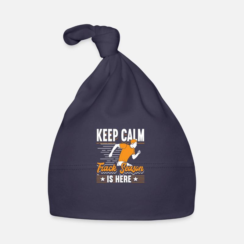 Keep Calm Track Saison ist hier Leichtathletik Baby Bio-Mütze