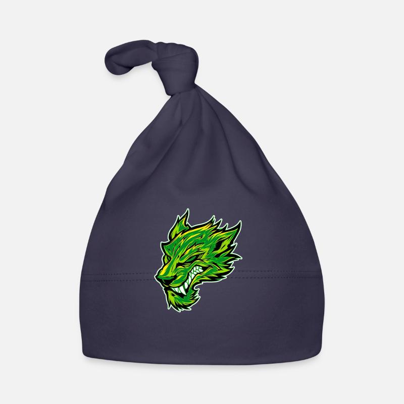 Wolf Head Wolf Head Tattoo Graffiti Green Organic Baby Cap