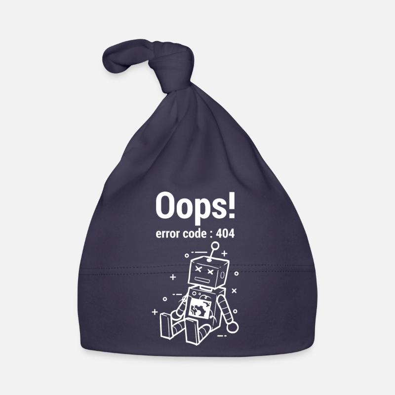 Graphique Oups Error 404 - Bonnet bio Bébé - marine