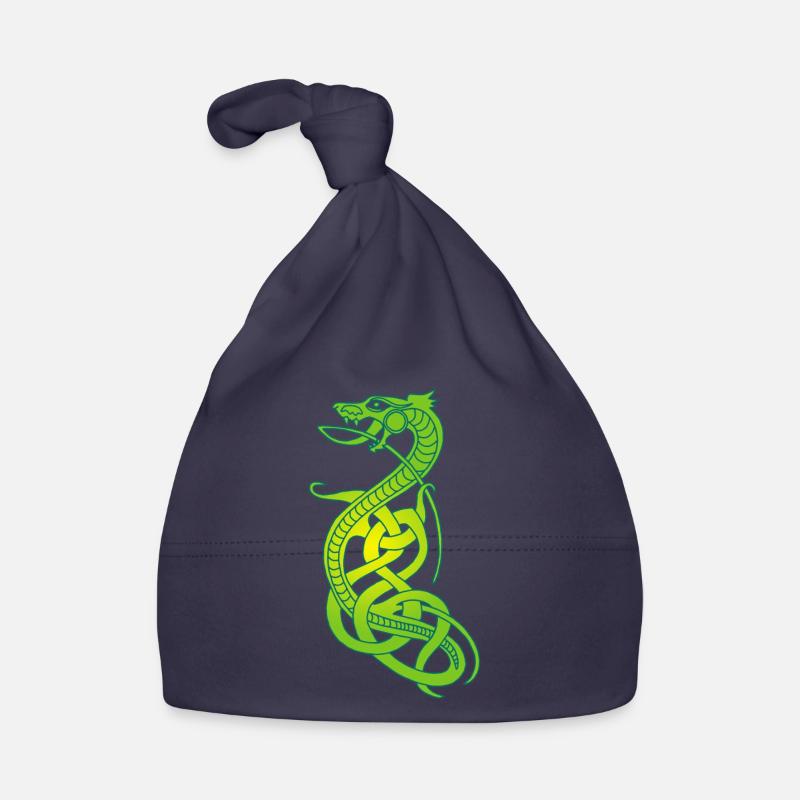 Serpent vert et jaune infini - Bonnet bio Bébé - marine