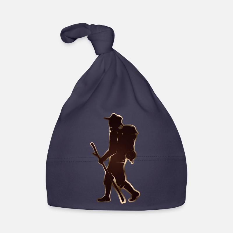 Pilgrim or hiker with walking stick & backpack Organic Baby Cap