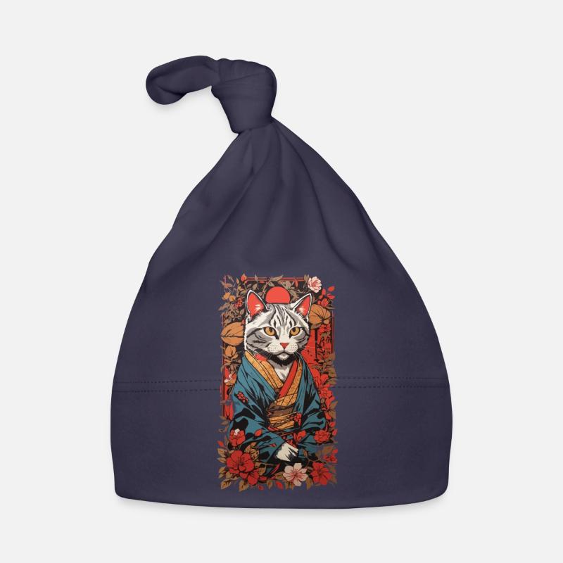 Chat japonais esthétique en kimono Ukiyo-E Bonnet bio Bébé