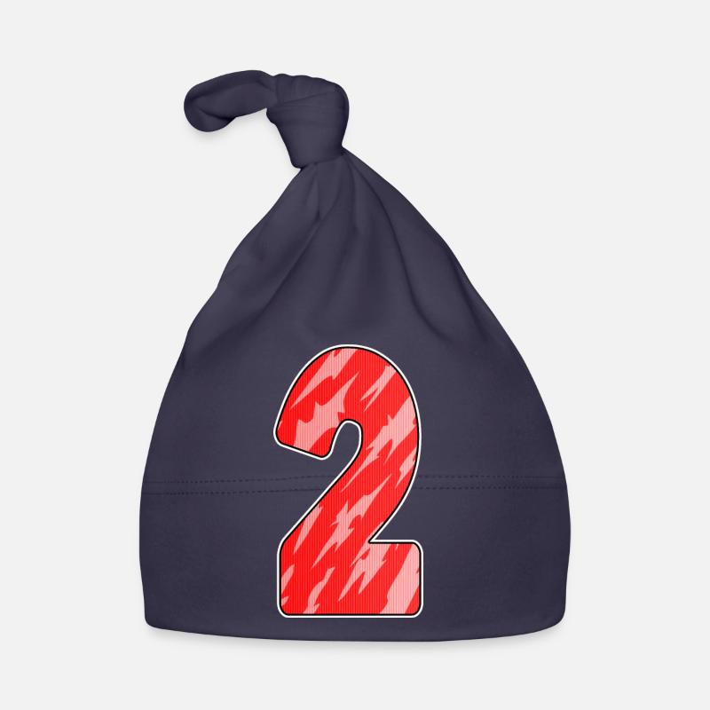Two - 2 - Number Number Red Pattern Organic Baby Cap