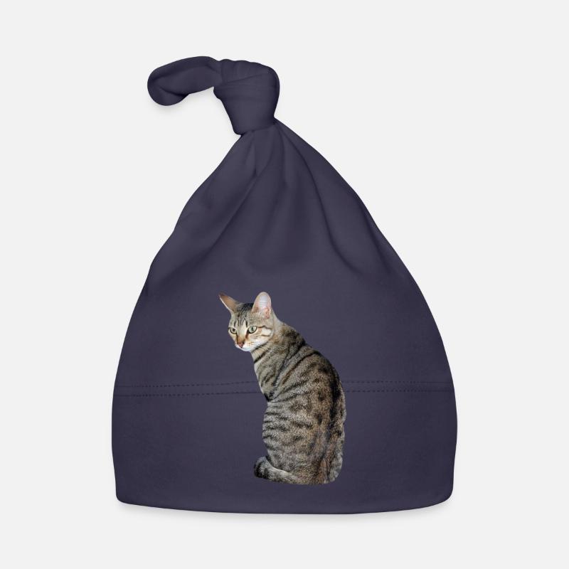 Chat, Chaton, Chat Tigre - Bonnet bio Bébé - marine