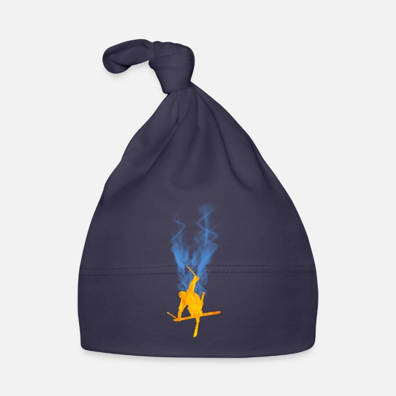 Flamme de ski acrobatique - Bonnet bio Bébé - marine