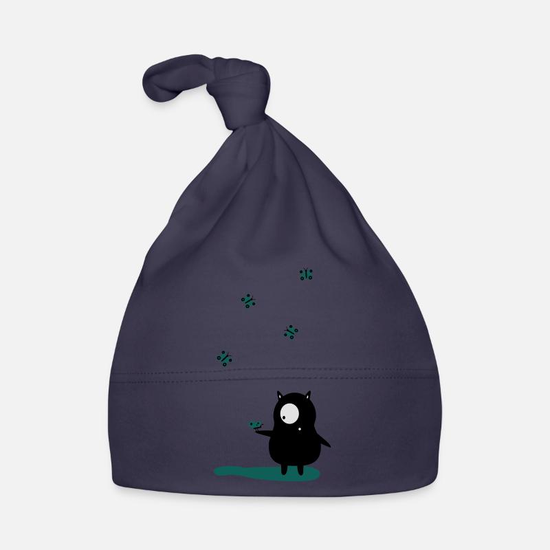 Papillons et monstres - Bonnet bio Bébé - marine