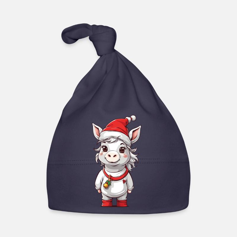 Conception de Noël de chevaux mignons de poney d’hiver Bonnet bio Bébé