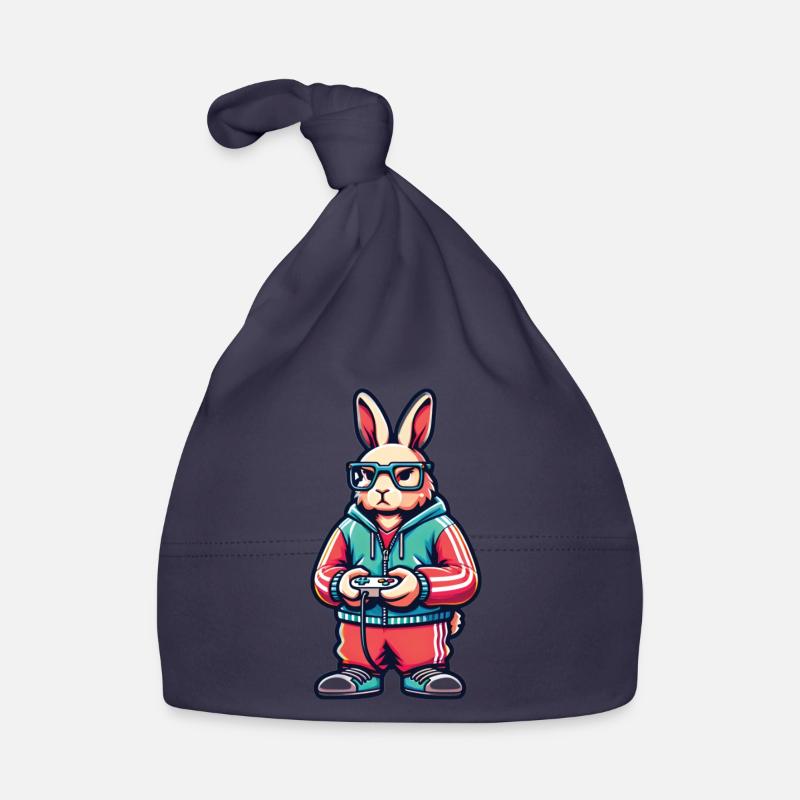 Cool bunny gamers with glasses and controller Organic Baby Cap
