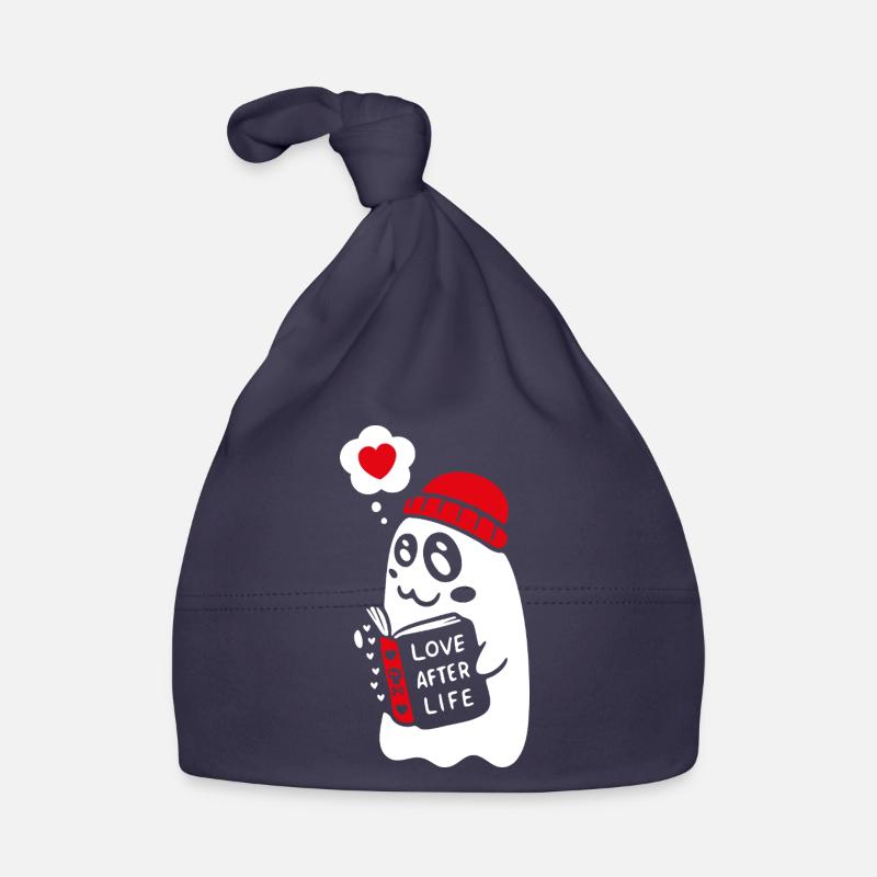 Cute Ghost Reading Romantic Book Organic Baby Cap