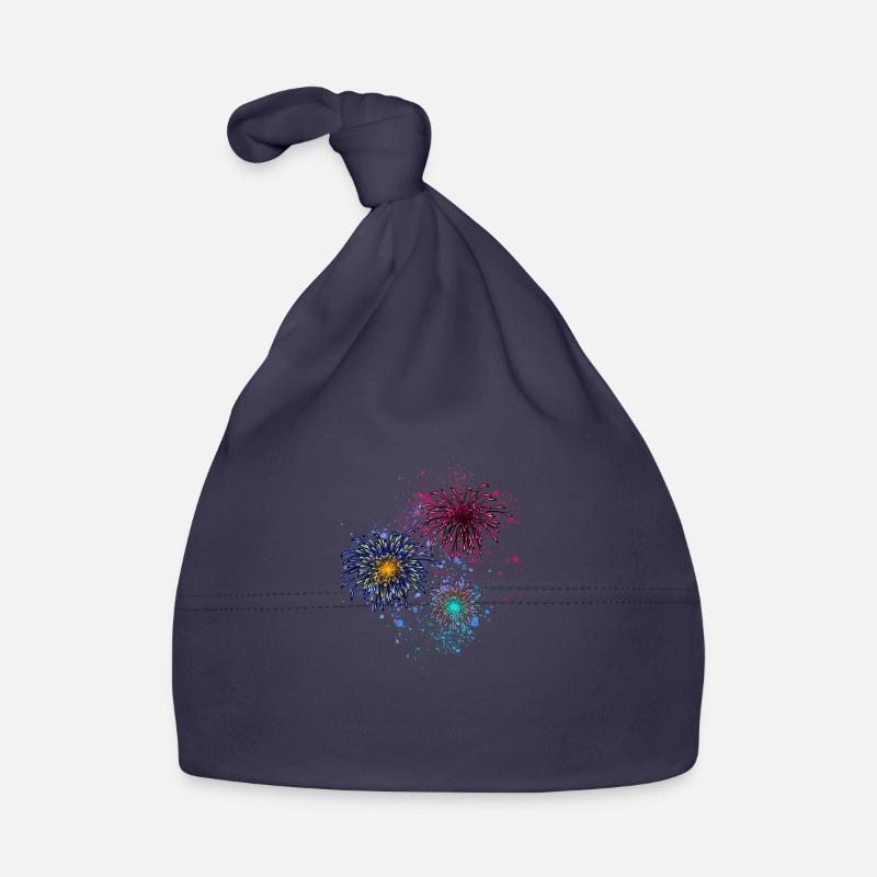 Feux d’artifice,Fusées,Étoiles,Réveillon du Nouvel An,Coloré - Bonnet bio Bébé - marine