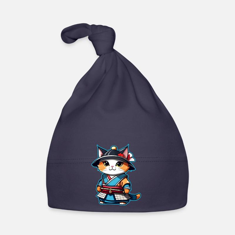 Cute samurai cat Organic Baby Cap