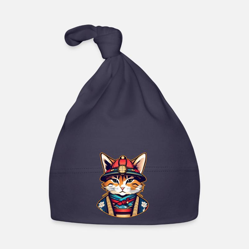 Cute samurai cat Organic Baby Cap
