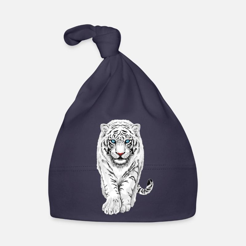 Tigre blanc - Bonnet bio Bébé - marine