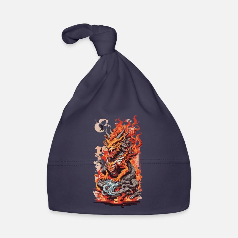 Asiatischer Drache Ukiyo-E Kunststil Ästethik Baby Bio-Mütze