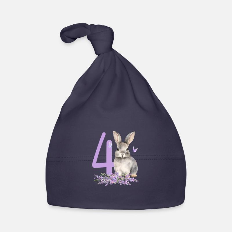 Geburtstag 4 Hase Waldtier Mädchen Vier 4 Jahre al Baby Bio-Mütze
