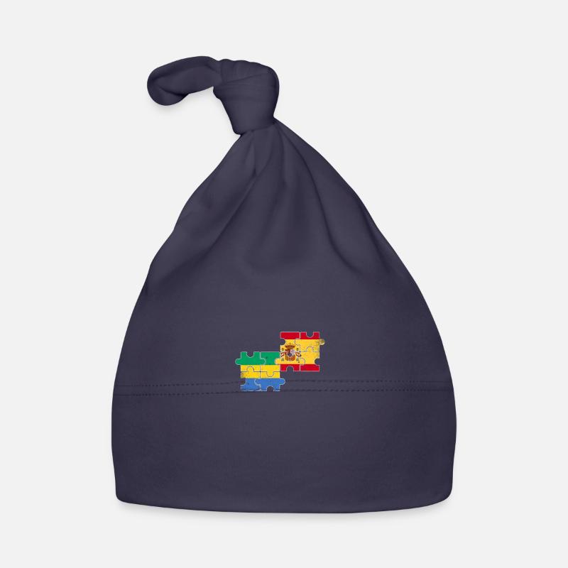 Gabon Espagne Vintage Drapeau Espagnol Gabonais - Bonnet bio Bébé - marine