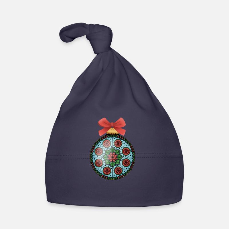 Weihnachtskugel Mandala - Baby Bio-Mütze - Navy