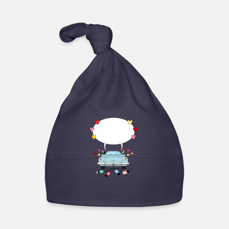 Wedding car with speech bubble in turquoise Organic Baby Cap