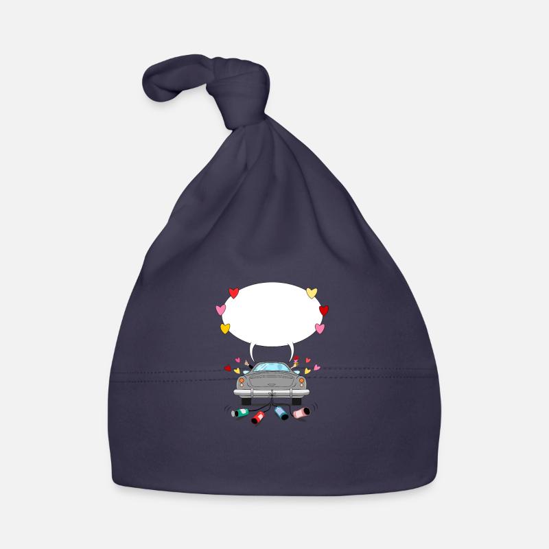 Voiture de mariage avec bulle de dialogue en gris Bonnet bio Bébé