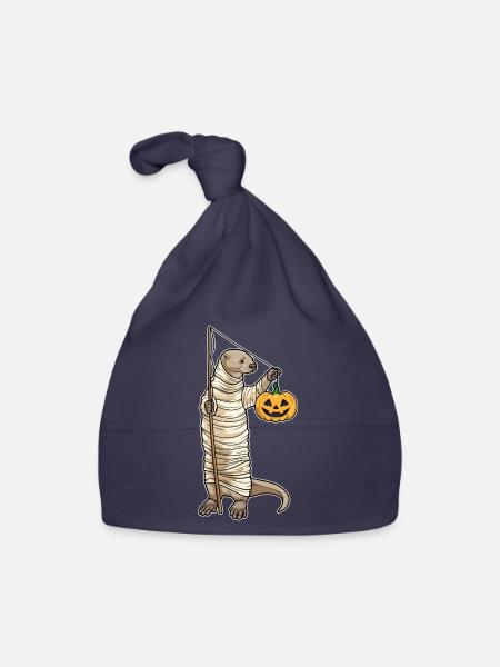 Otter Halloween Fishing - Organic Baby Cap - navy - Front