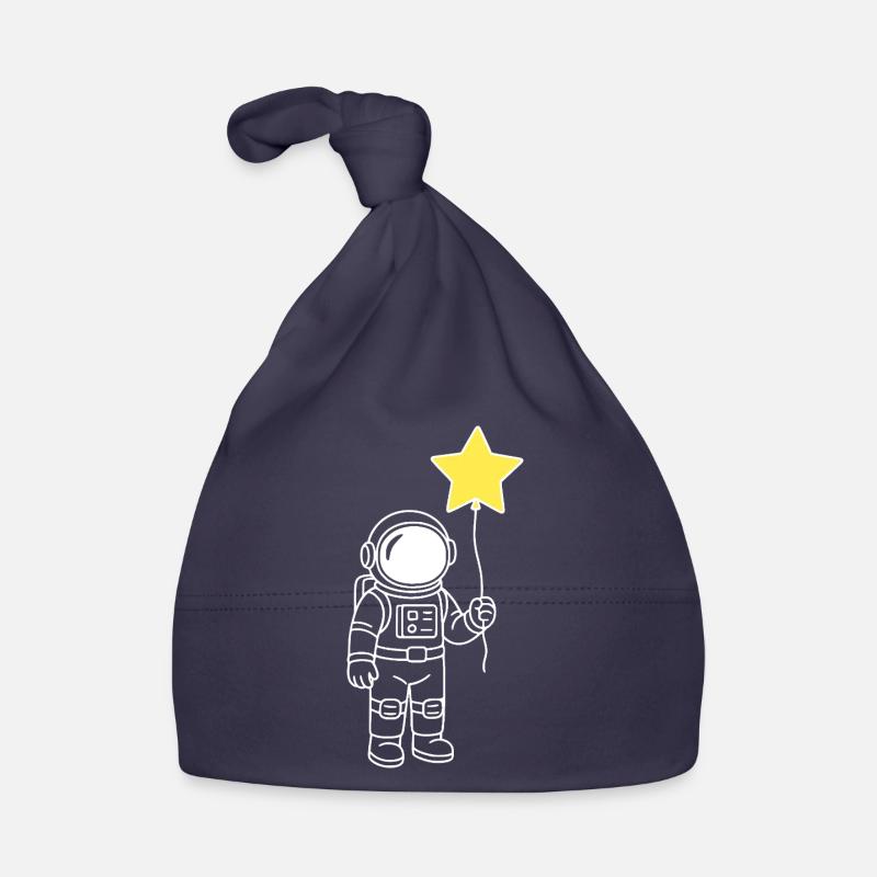 Astronaut with Star Balloon – Space Artwork Organic Baby Cap